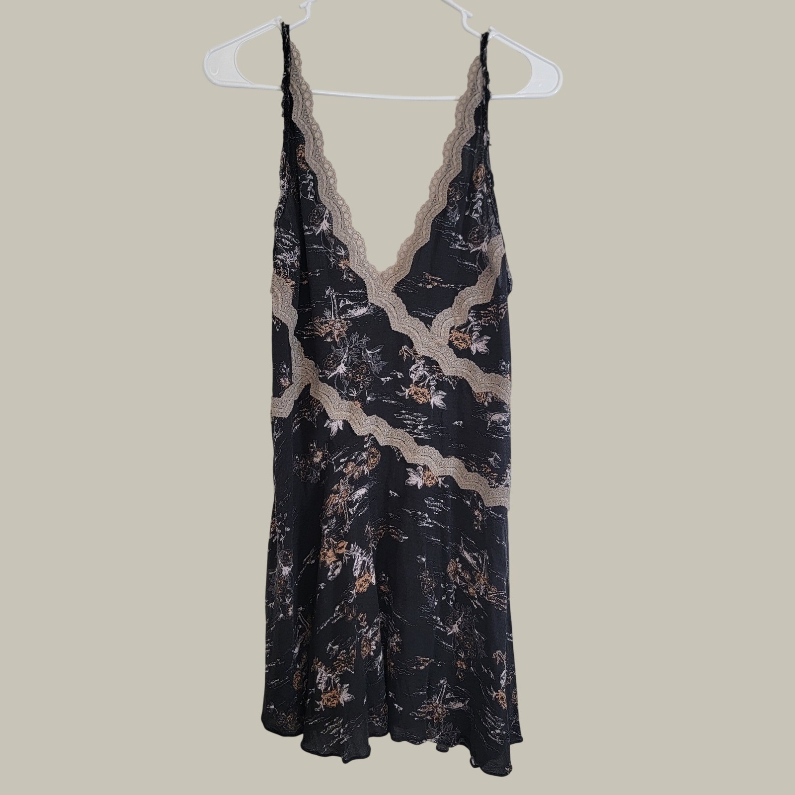 Intimately Free People Floral Lace Trim Slip Dress Small Trapeze Boho Festival