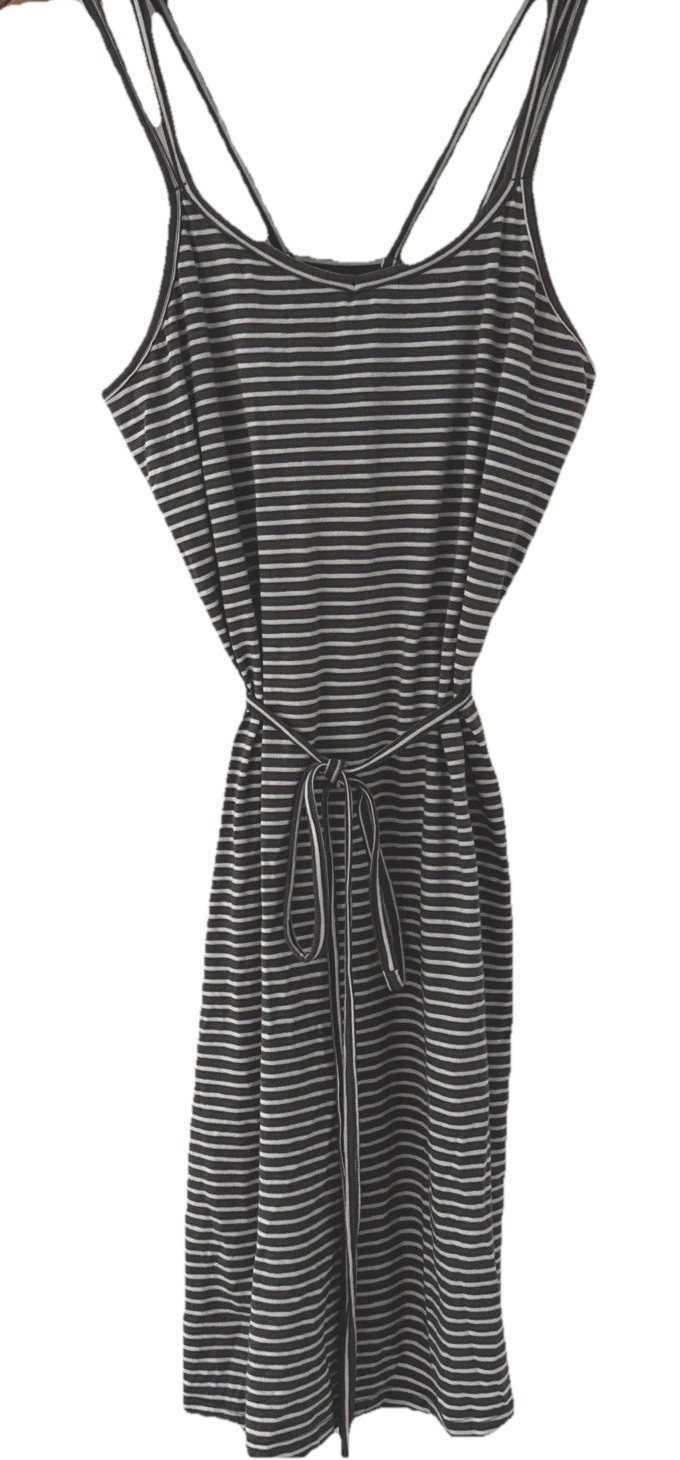 Toad & Co Daisy Sleeveless S Strappy Striped White Gray Dress Organic Athletic