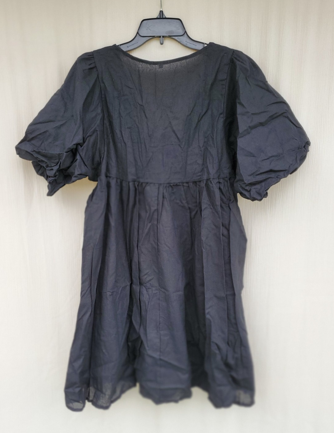 Women’s V-Neck Lantern Sleeve Mini Dress Bk
