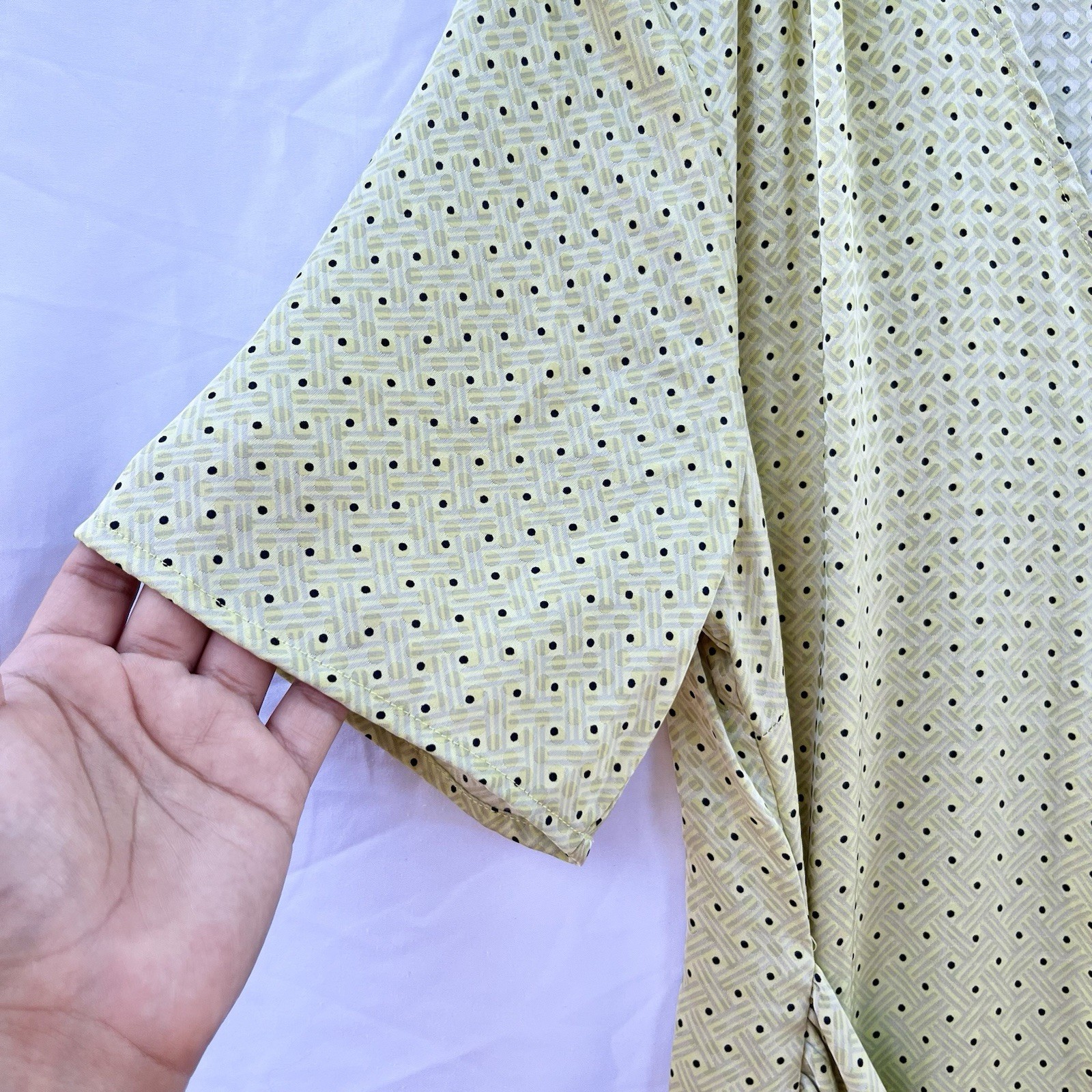 ANTHROPOLOGIE X LOVE, WHIT CITRON DOT TIE WAIST MIDI DRESS
