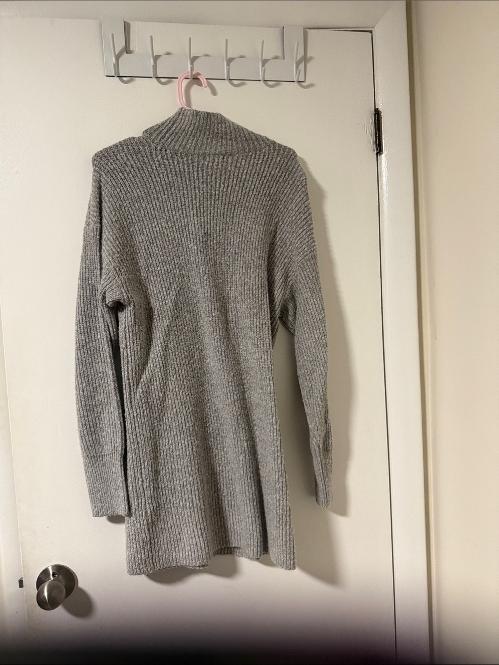Garage Gray Long Sleeve Ribbed Turtleneck Sweater Dress