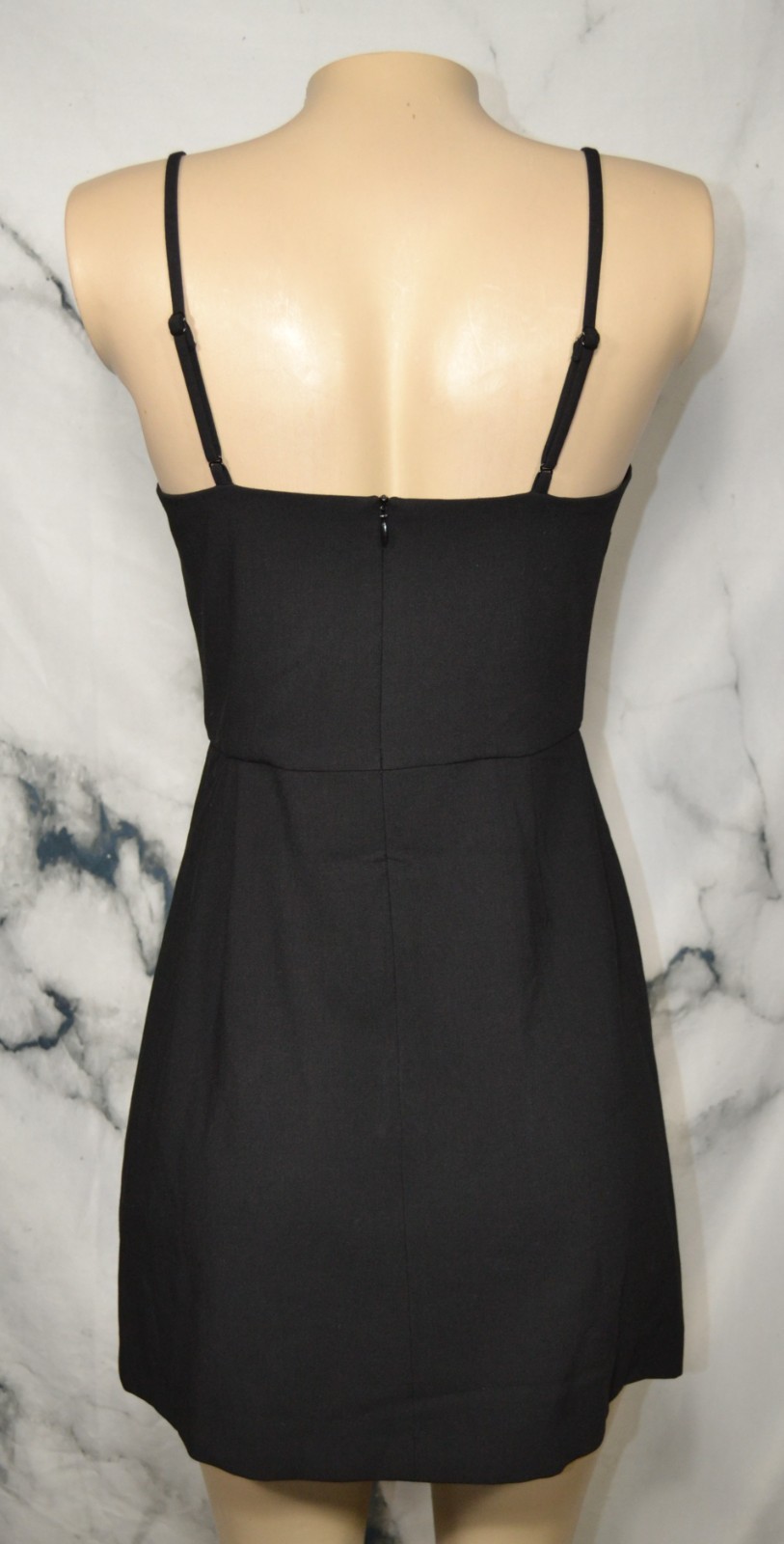 FRENCH CONNECTION NEW NWT Black Whisper V Neck Dress 6 Envelope Skirt Adj Straps