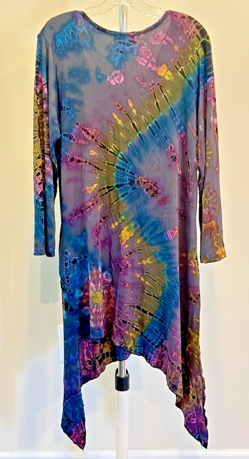 Kathmandu Imports Boho Tie Dye Asymmetric Dress Multicolor Festival Hippie L/XL