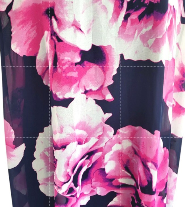 Eliza J Size 12 Multi-Colored Floral Chiffon Overlay Dress Back Zip Black Pink