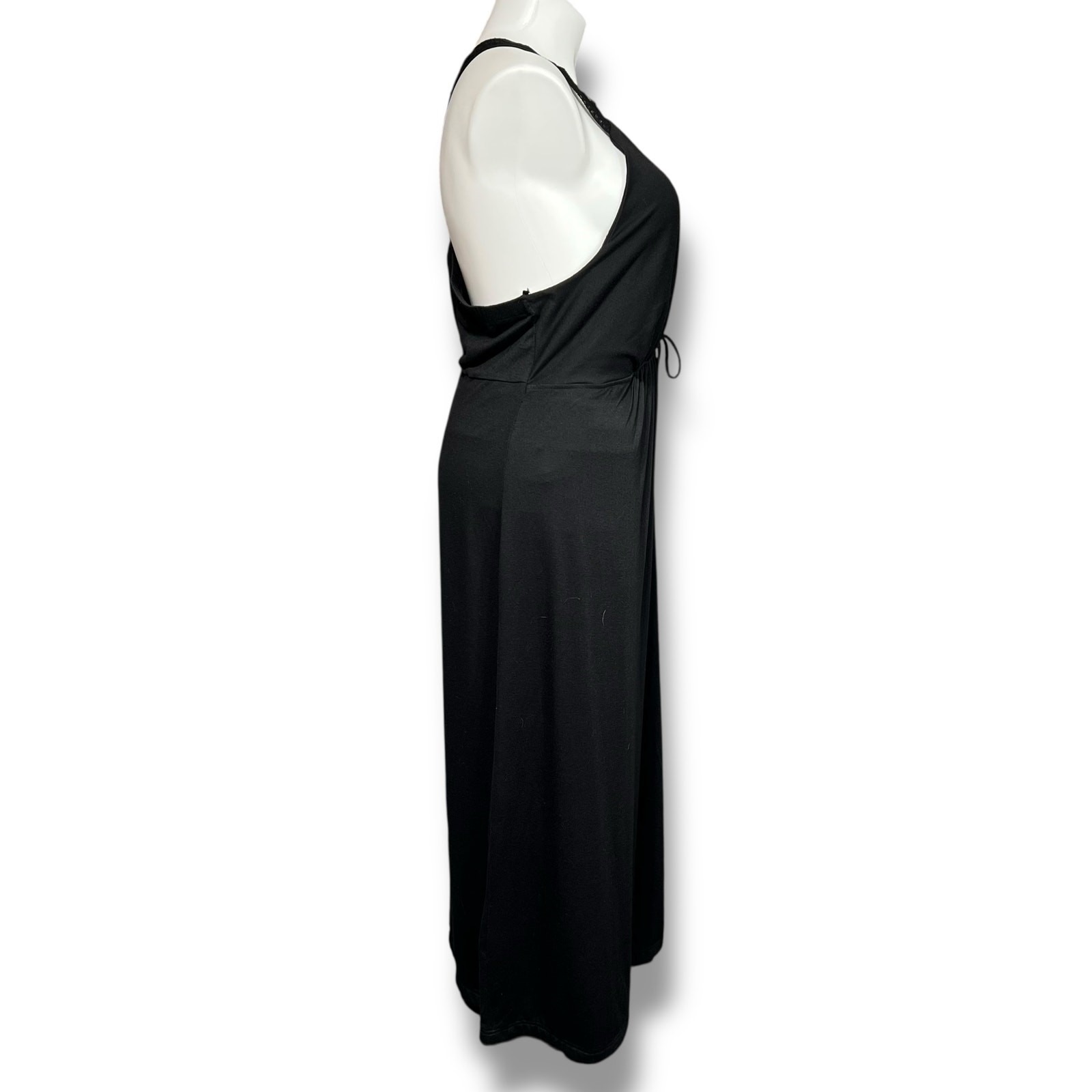 Vintage Torrid Womens Maxi Blouson Sundress V Neck Sleeveless Lace Back Black 4X