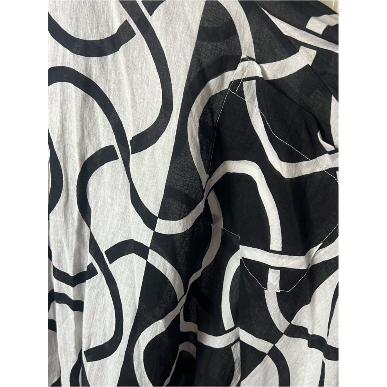 Step In Style Abstract Swirl Print Cotton Lagenlook Hi-Low Shirtdress Sz L