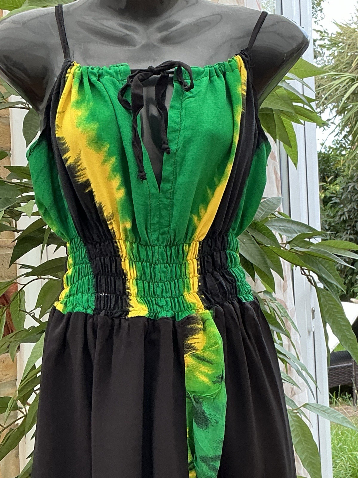 NEW ARRIVAL…Handmade JAMAICAN FLAG PRINT Maxi DRESS…12-14