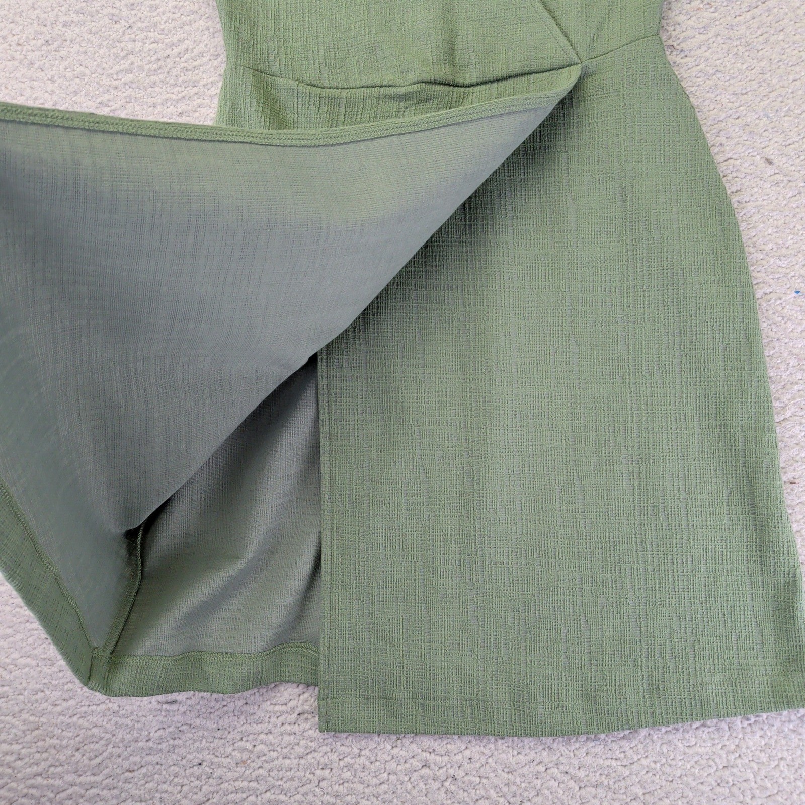 Madewell Sage Green Textured Faux Wrap Dress AL717 Womens XS Casual Short Sleeve