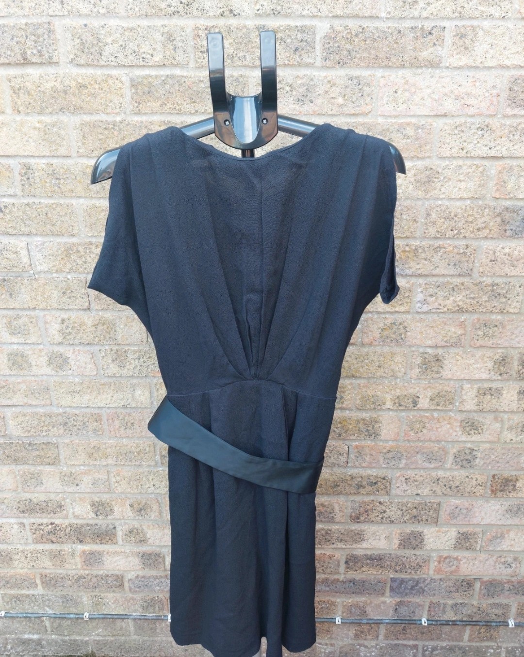 Whistles Black Draped Back Dress UK 10 Belted LBD Cocktail Work Wedding Occasion