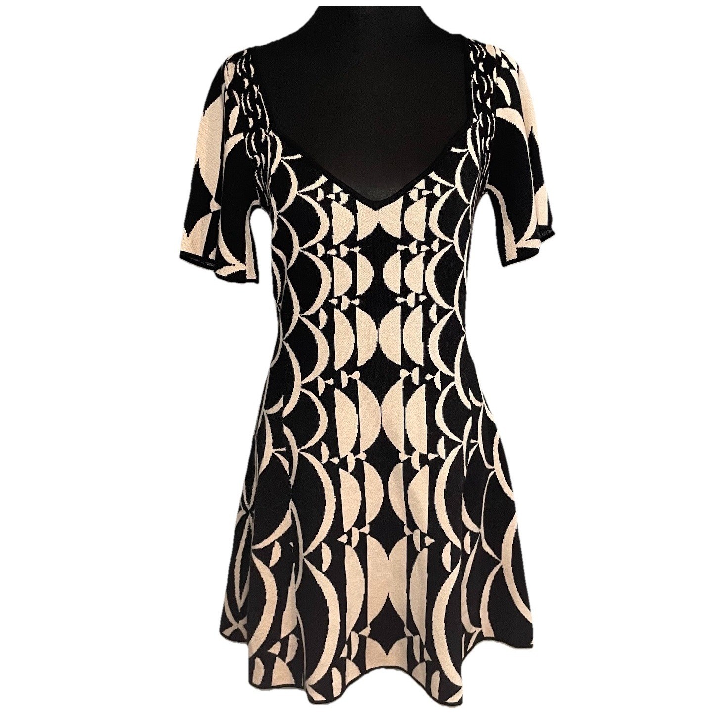 Anthropologie Jacquard Art Deco Mini Dress Small Twee Retro Mod