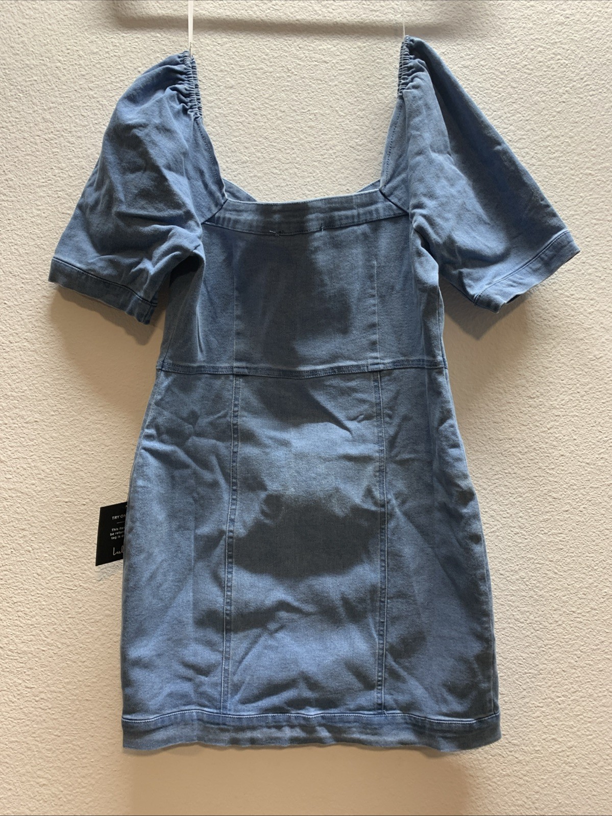 Lulus Trending Vibe Medium Wash Zip-Front Denim Dress SIZE MEDIUM New READ