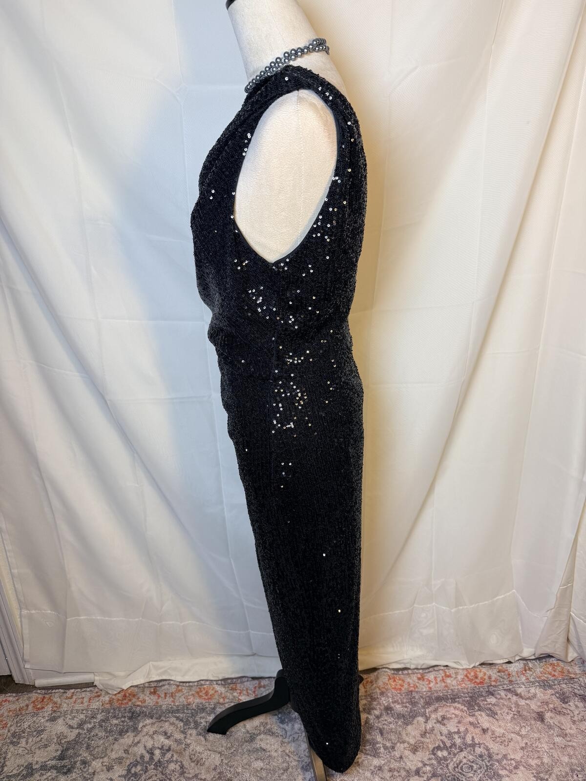 Alexia Admor Black Sequin One-Shoulder Formal Gown NWT
