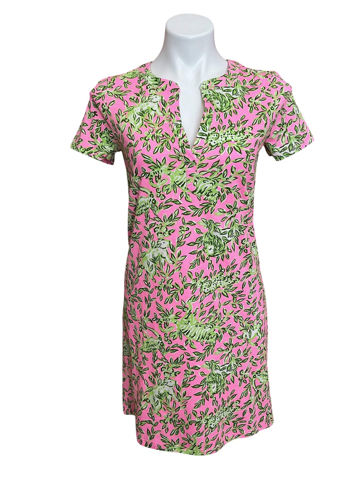 Lilly Pulitzer NWT Dev Short Sleeve Dress Rousseau Pink Mane Character Energy –