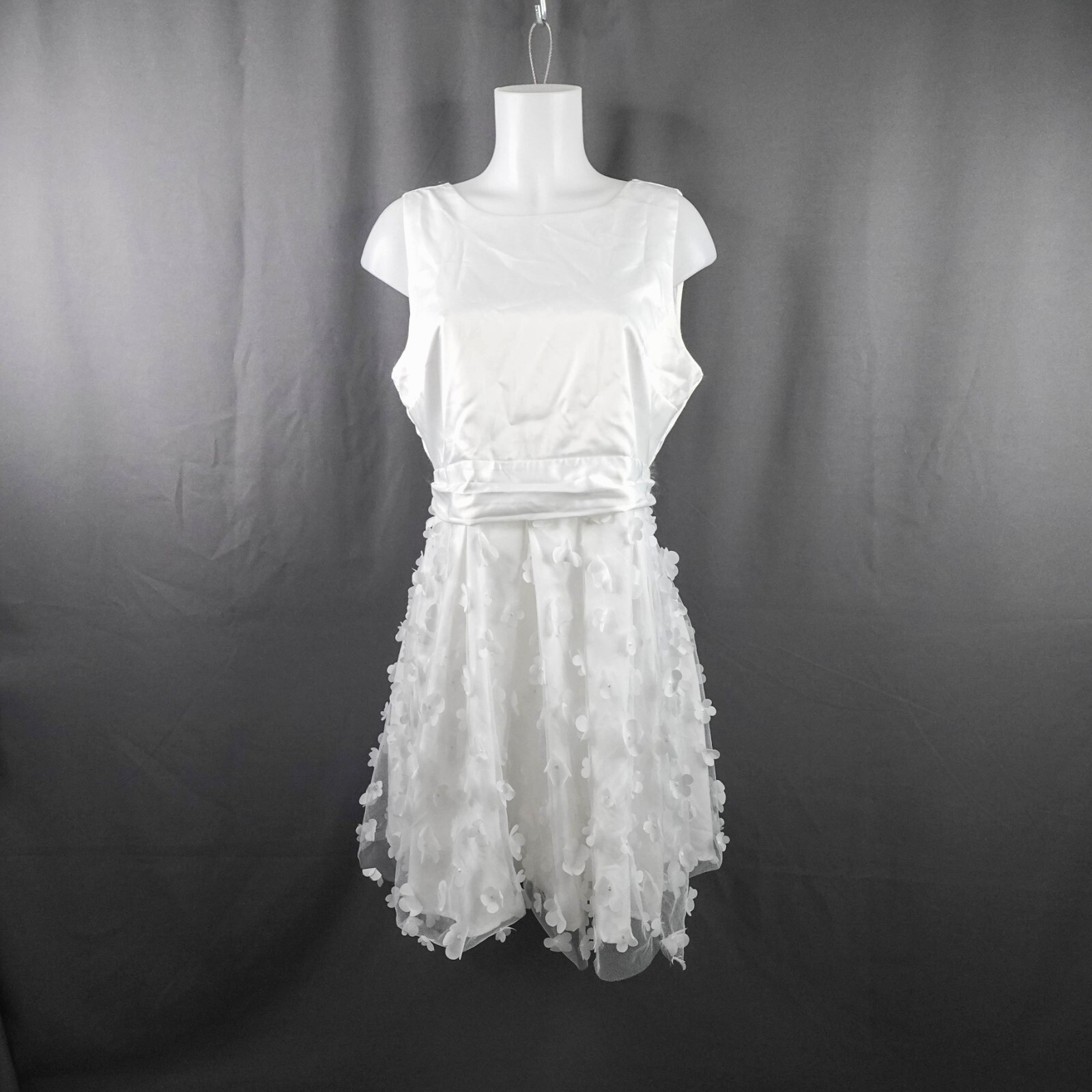 Women Dress Large White Floral Mini Fairycore Romantic Twee Tulle Satin Coquette