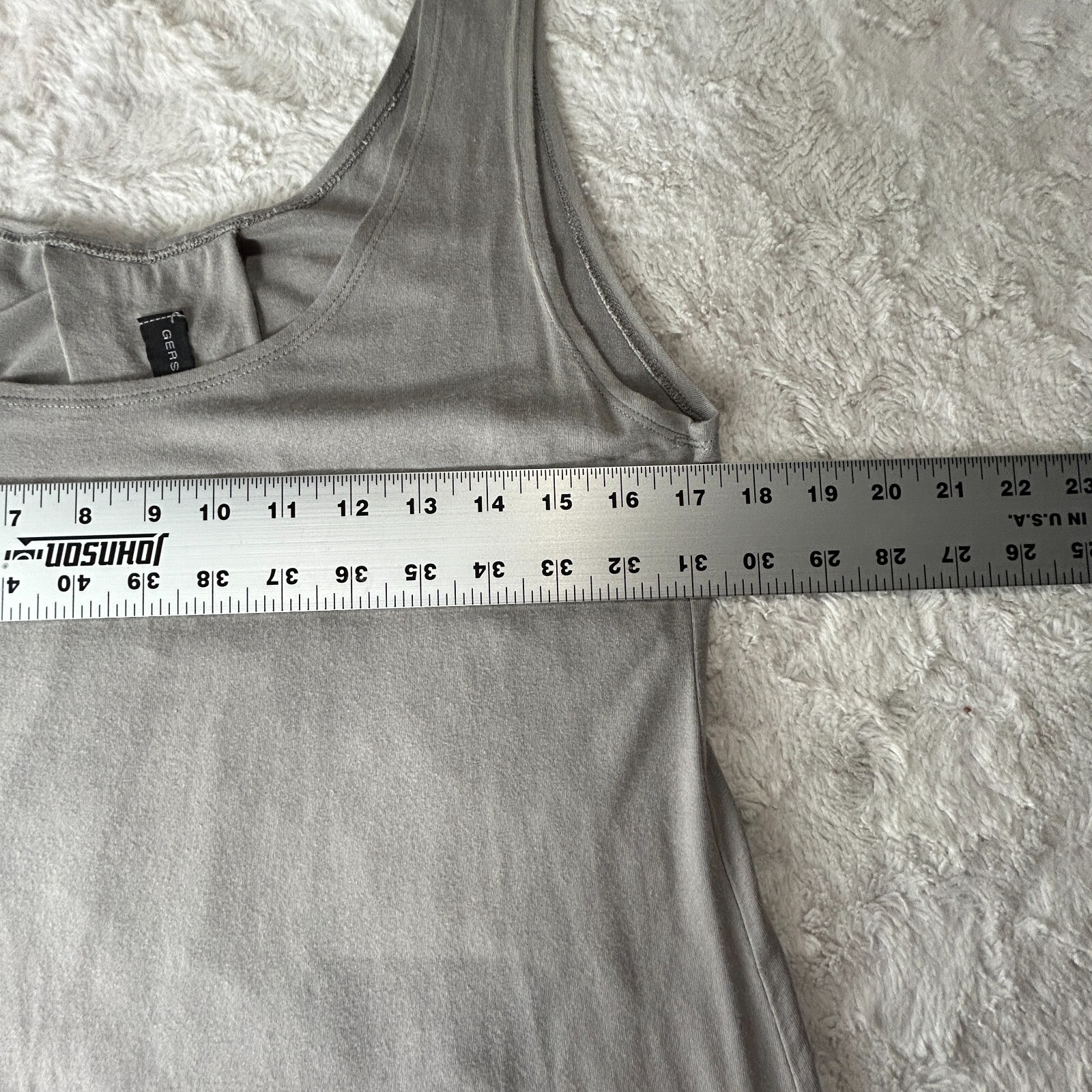 Gershon Bram Womens Scoop Neck Tulle Hem Midi Tank Dress Large Gray Stretch New