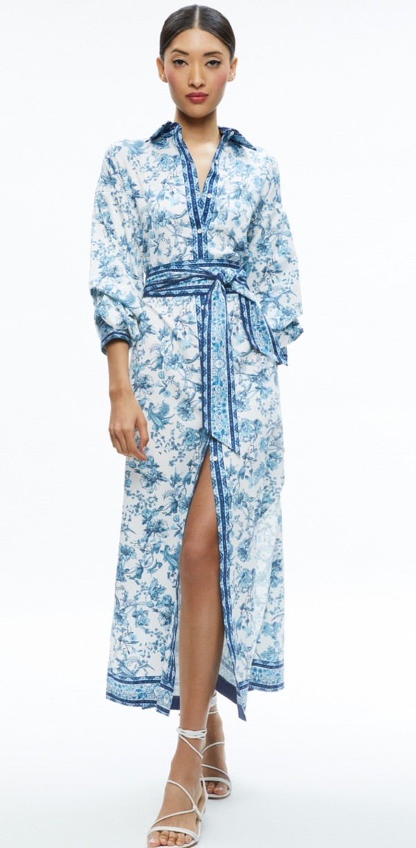 Alice + Olivia Tanika Button Down Maxi Dress Sz Medium No Belt