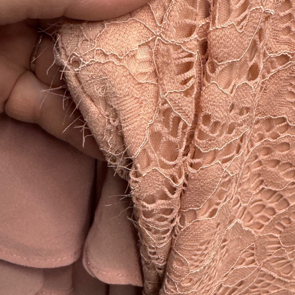 Dress Tells Dusty Rose Lace Chiffon Flutter Sleeve Formal Maxi Gown Pink Large