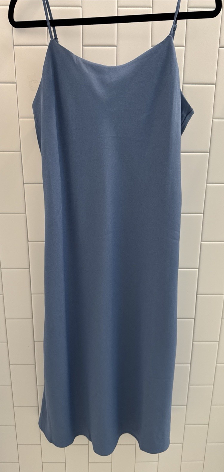 Spanx Carefree Crepe Reversible Slip Dress Indigo Haze Blue Classic L Smooths