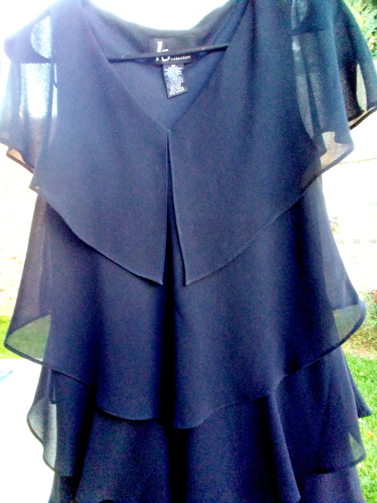 KS Petite Collection Layered Ruffeled Cocktail Dress Size 4 Black Sophisticad