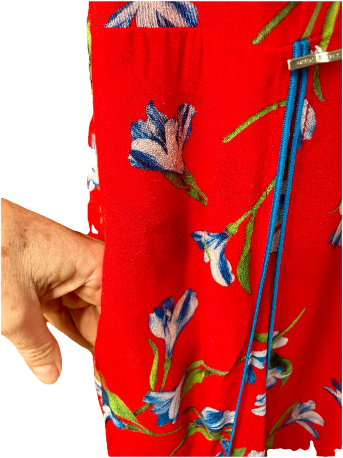 Rag & Bone Red Floral Slip Dress Small S Piping Trim Unbelted $495 Summer Pleats