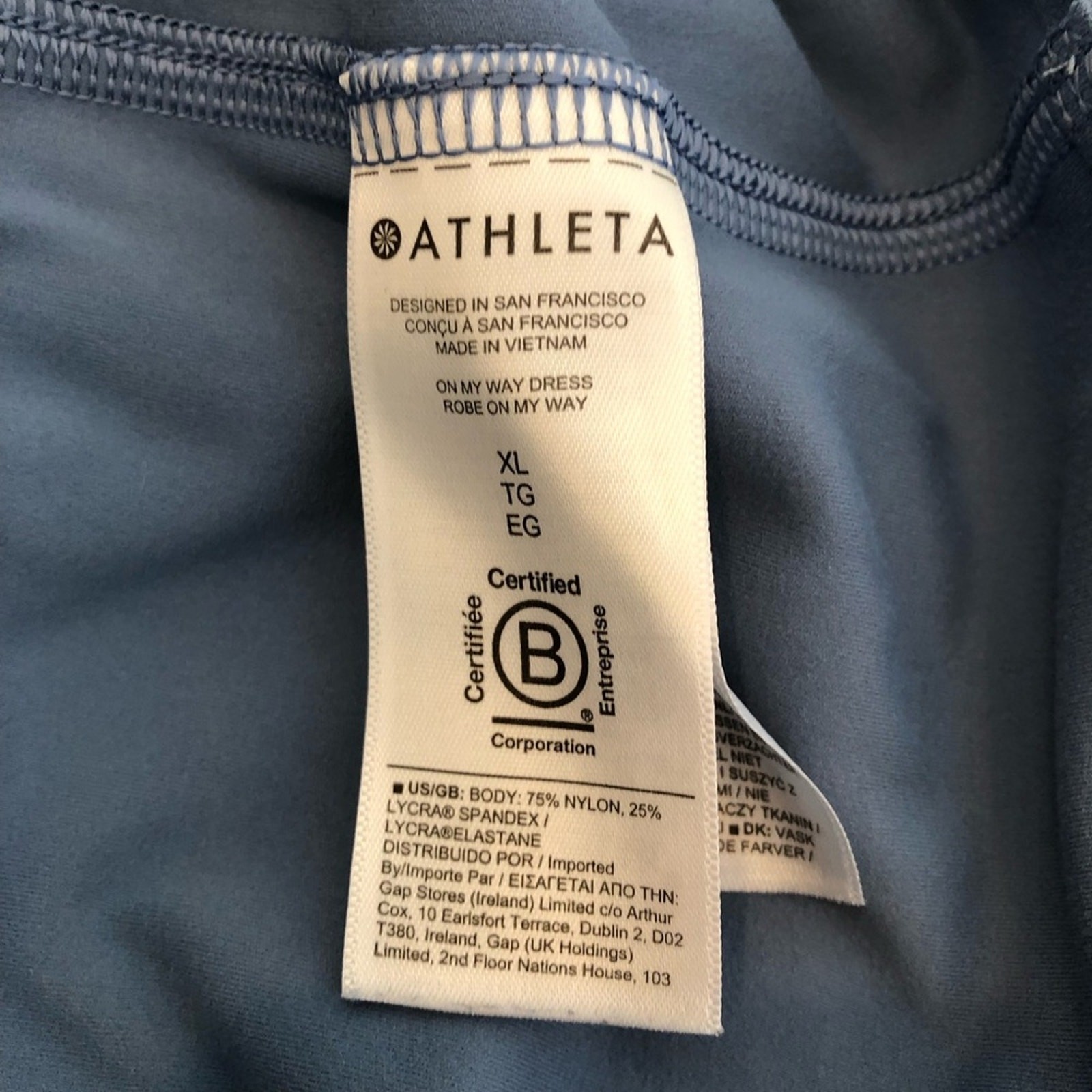 Athleta On My Way blue racerback sleeveless athletic dress size Extra Large XL