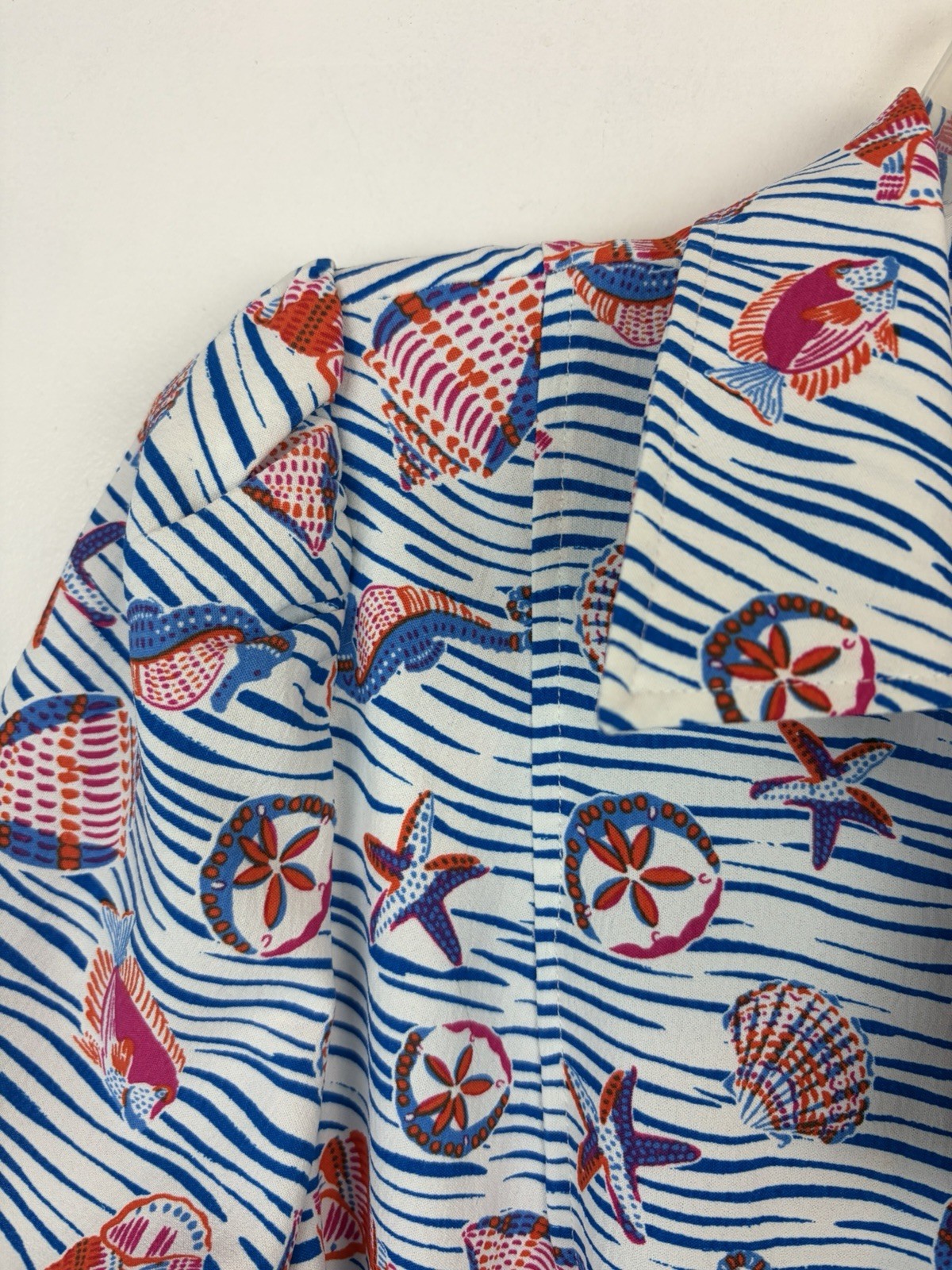 Pappagallo Beach Wrap Dress Womens 10 Blue Nautical Fish Preppy New