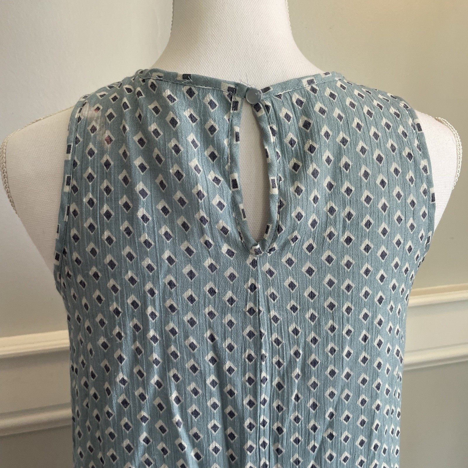Naif Blue Summer Dress Size Small Geometric Pattern Sleeveless Shift SEE PICS
