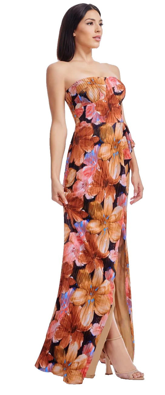 Dress The Population KAI Strapless Gown Women’s L Amber Multi NWT