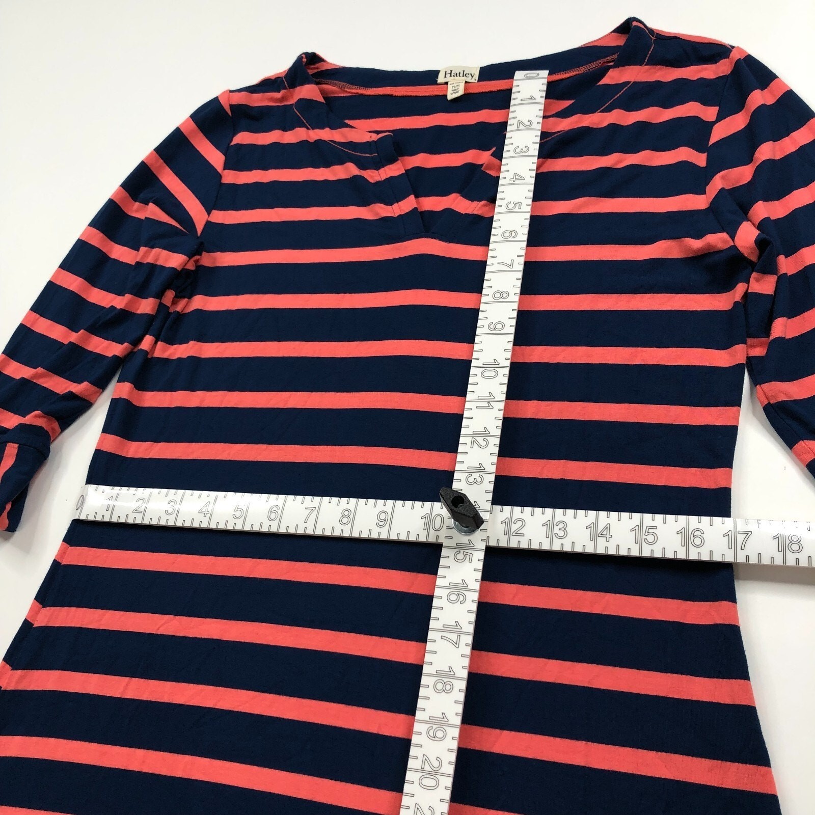 Hatley Medium V-Neck Long Sleeve Women’s Above Knee Dress Blue Orange