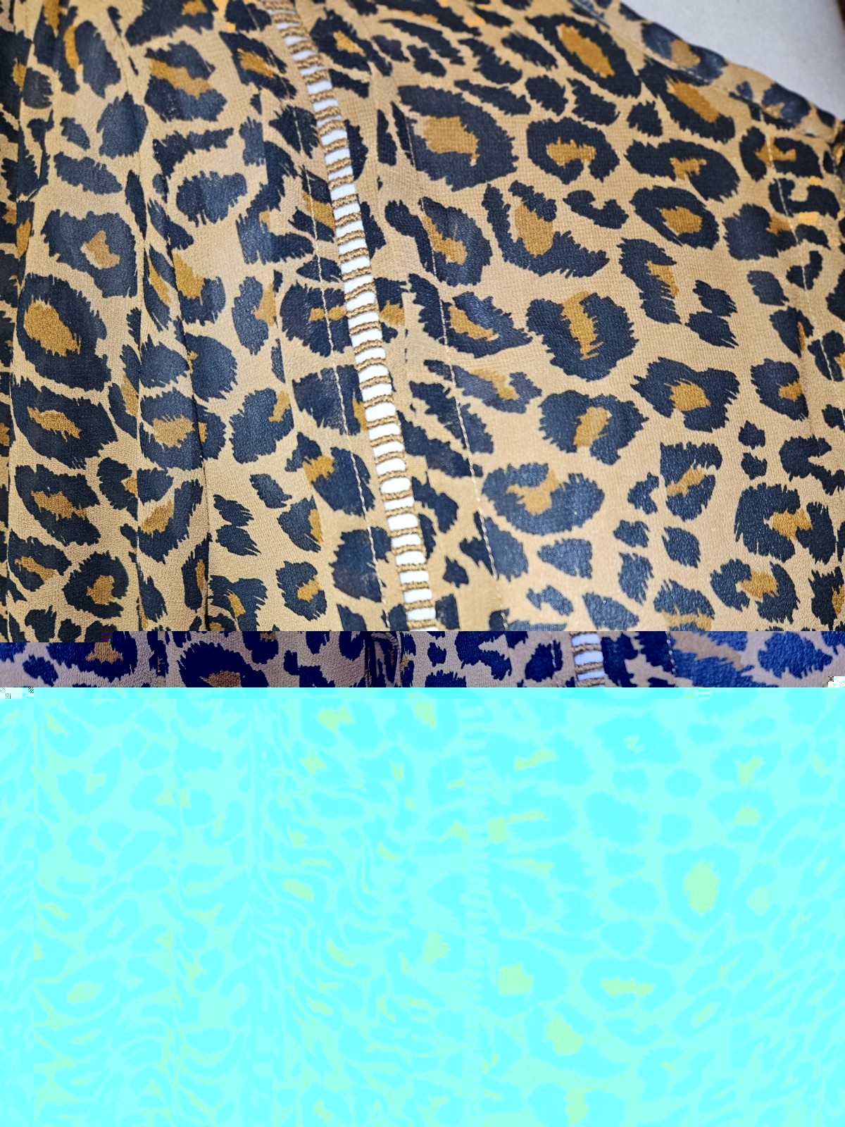 Time and Tru Dress L Silky Leopard Print Boho Hippie Peasant Babydoll Sundress