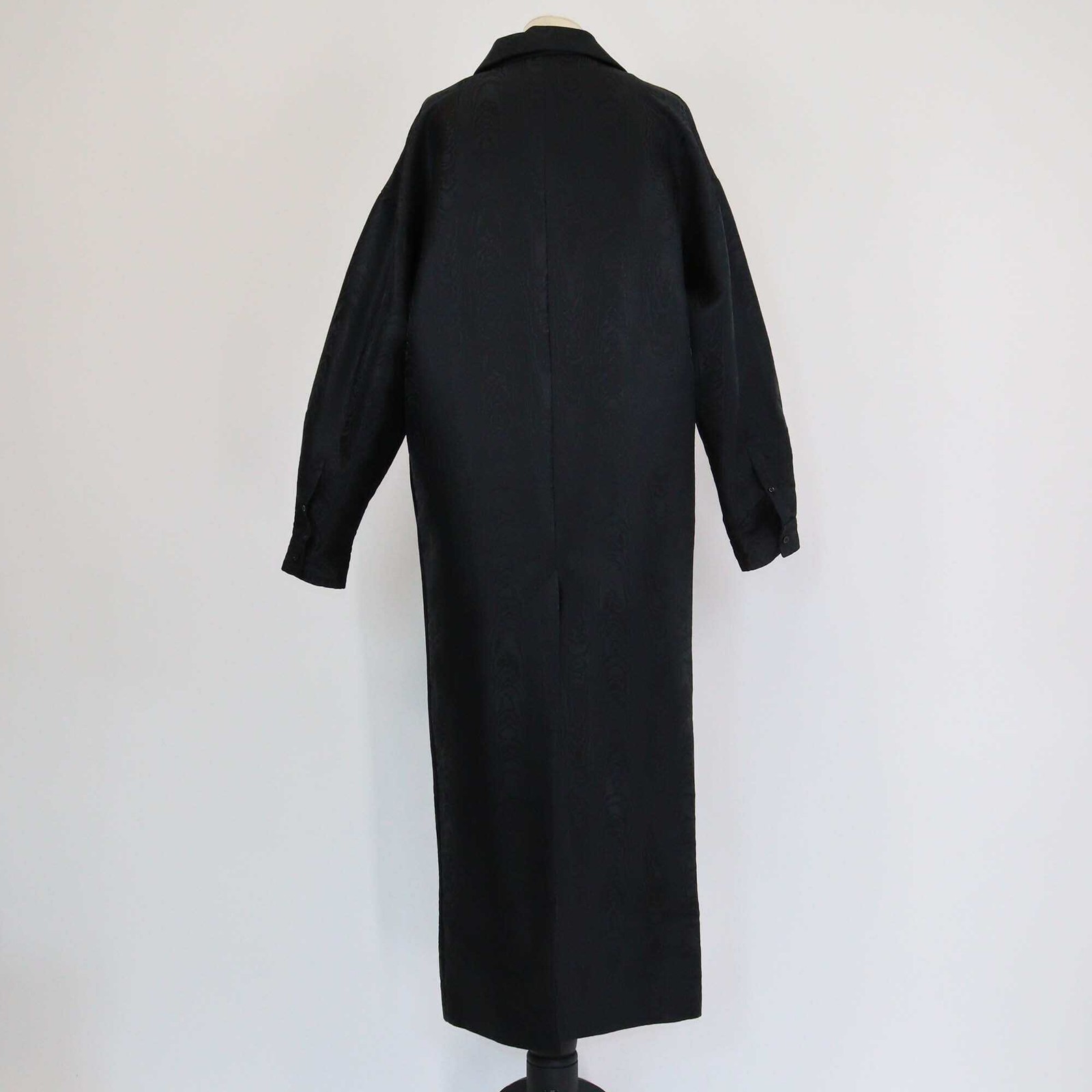 Balenciaga Black Jacquard Pattern Long Sleeve Midi Shirt Dress