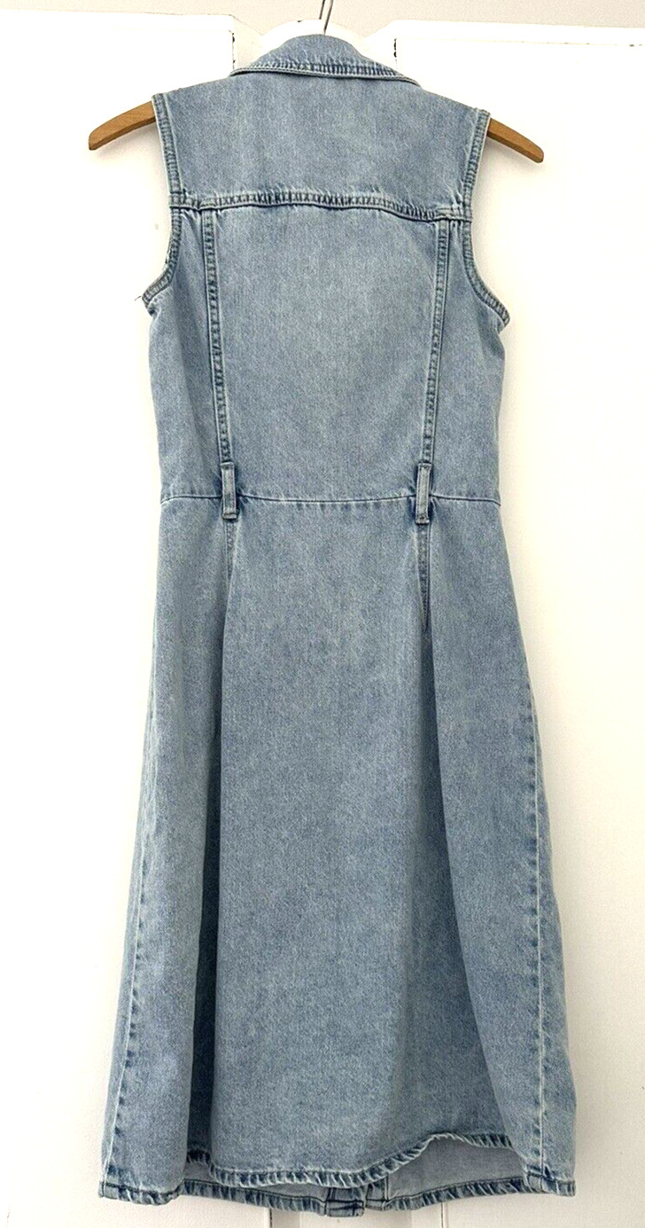 F&F. BLUE DISTRESSED DENIM BUTTON THROUGH SHIRT DRESS. SIZE 6