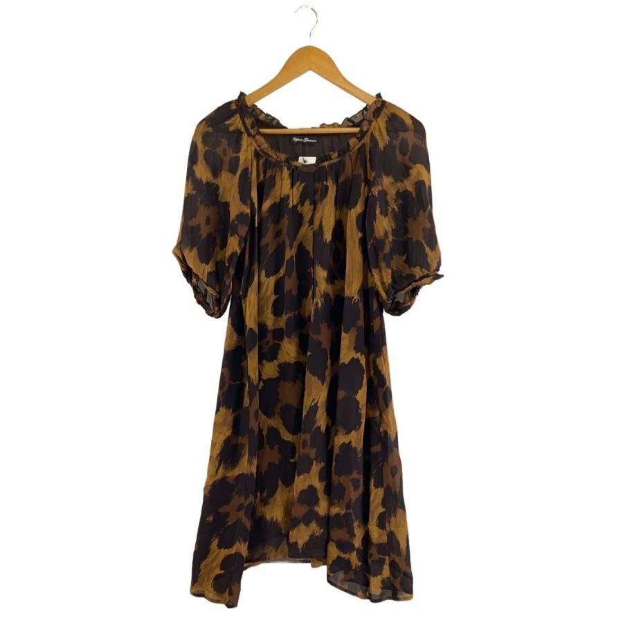 Hysteric Glamour Brown Animal Print Rayon Puff Sleeve Dress FREE Auth