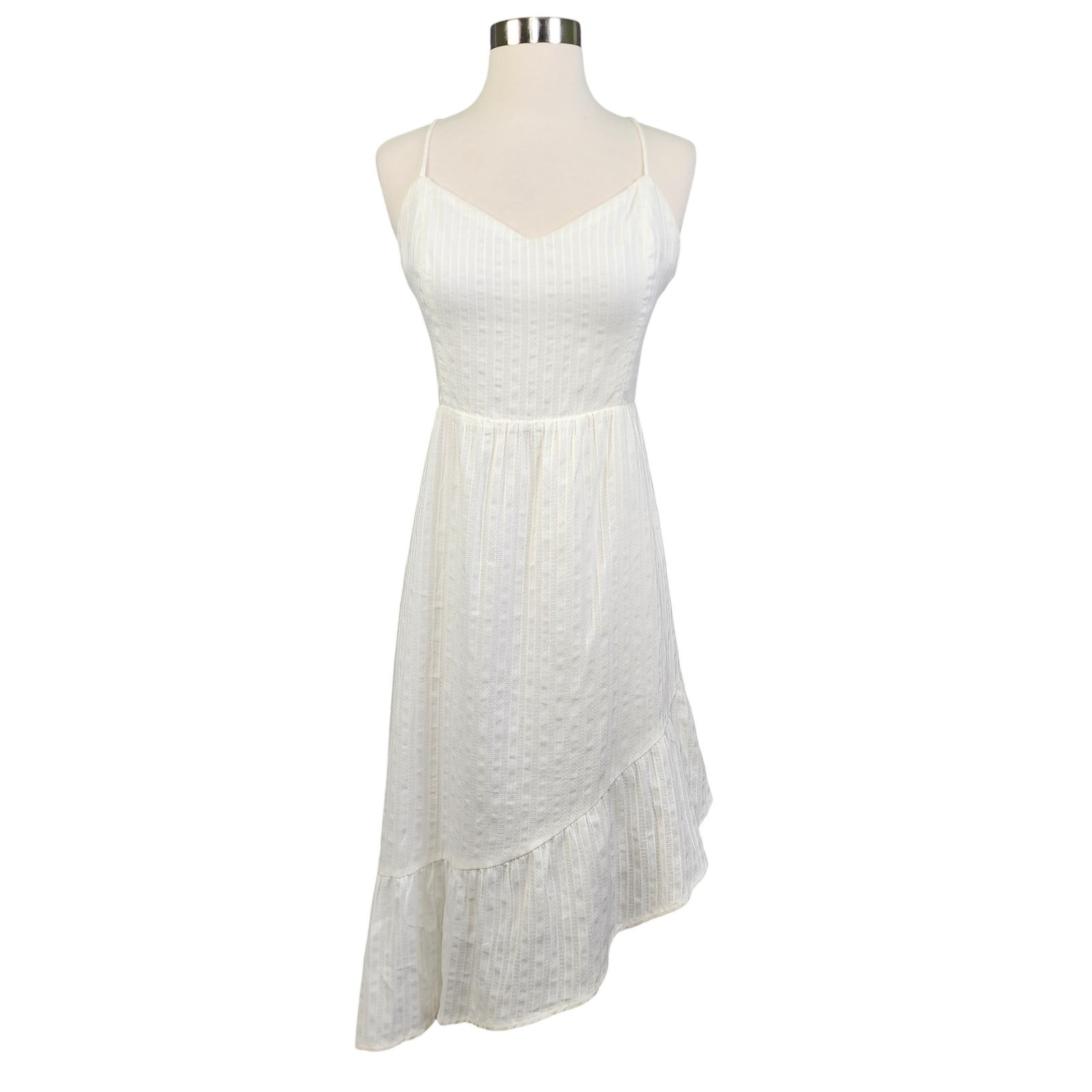 Lost + Wander Womens Asymmetrical Midi Dress Size Medium White Boho Bridal Beach