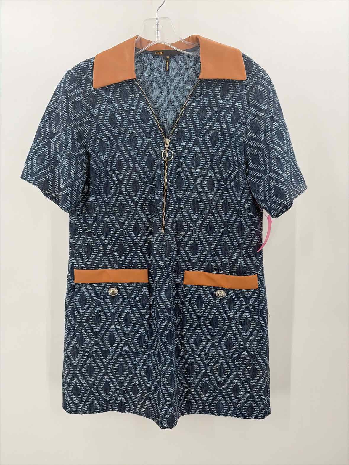 Pre-Owned Maje Blue Size 38 Short Short Sleeve Dress
