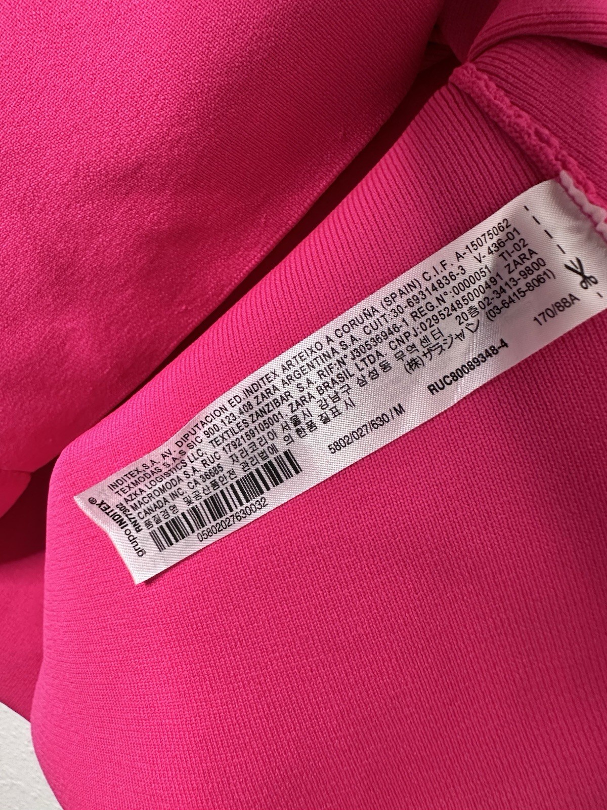 NEW Zara Hot Pink Knit Square Neck Ribbed A-Line Bodycon Barbiecore Mini Dress M
