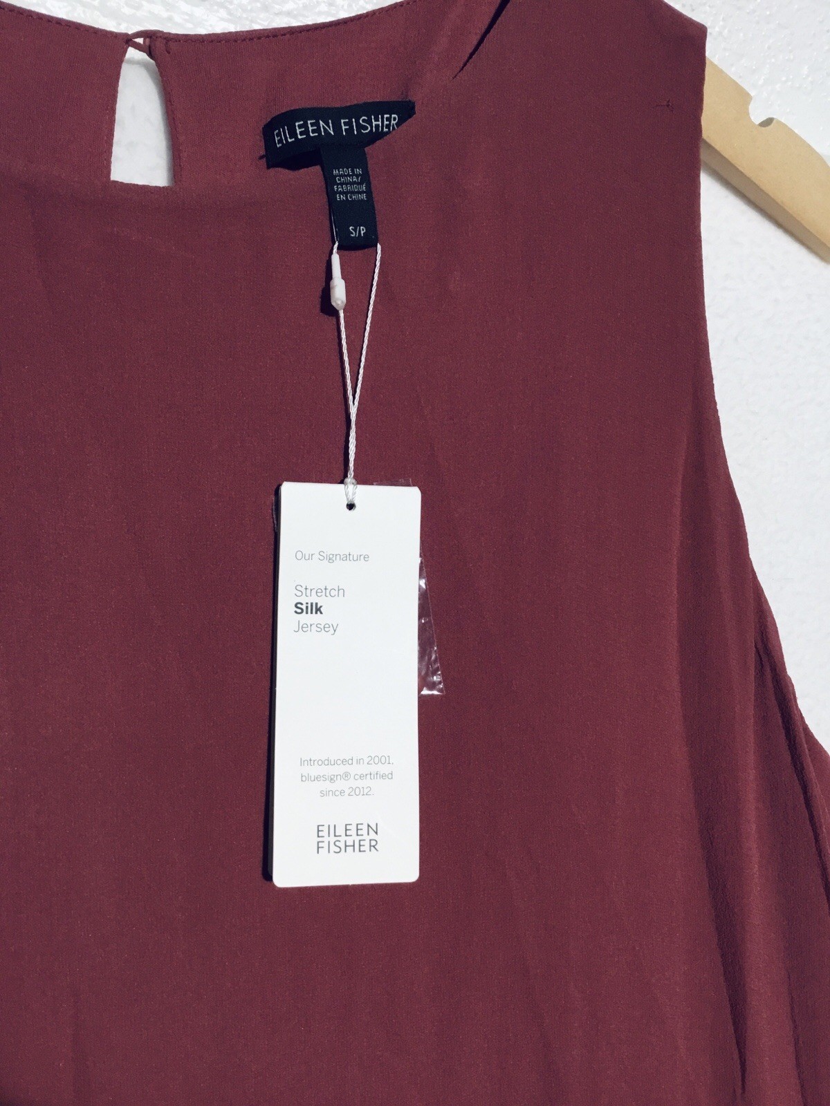 NEW Eileen Fisher Stretch 100% Silk Jersey Shift Tank Dress S Dusty Rose Berry