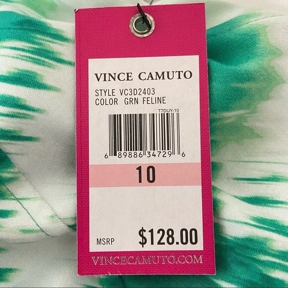 Vince Camuto Womens Sleeveless Sheath Dress Green Feline Absract Print size 10