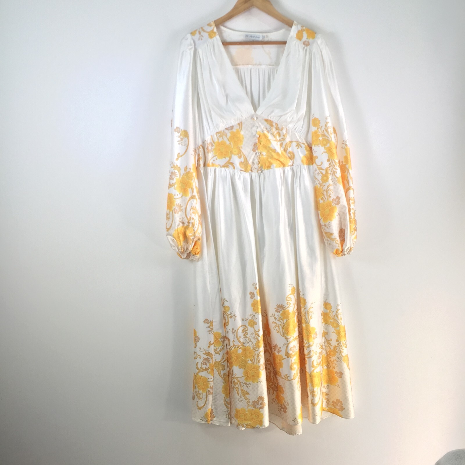 All about may dress womens 14 fit flare midi white floral long sleeve 113956