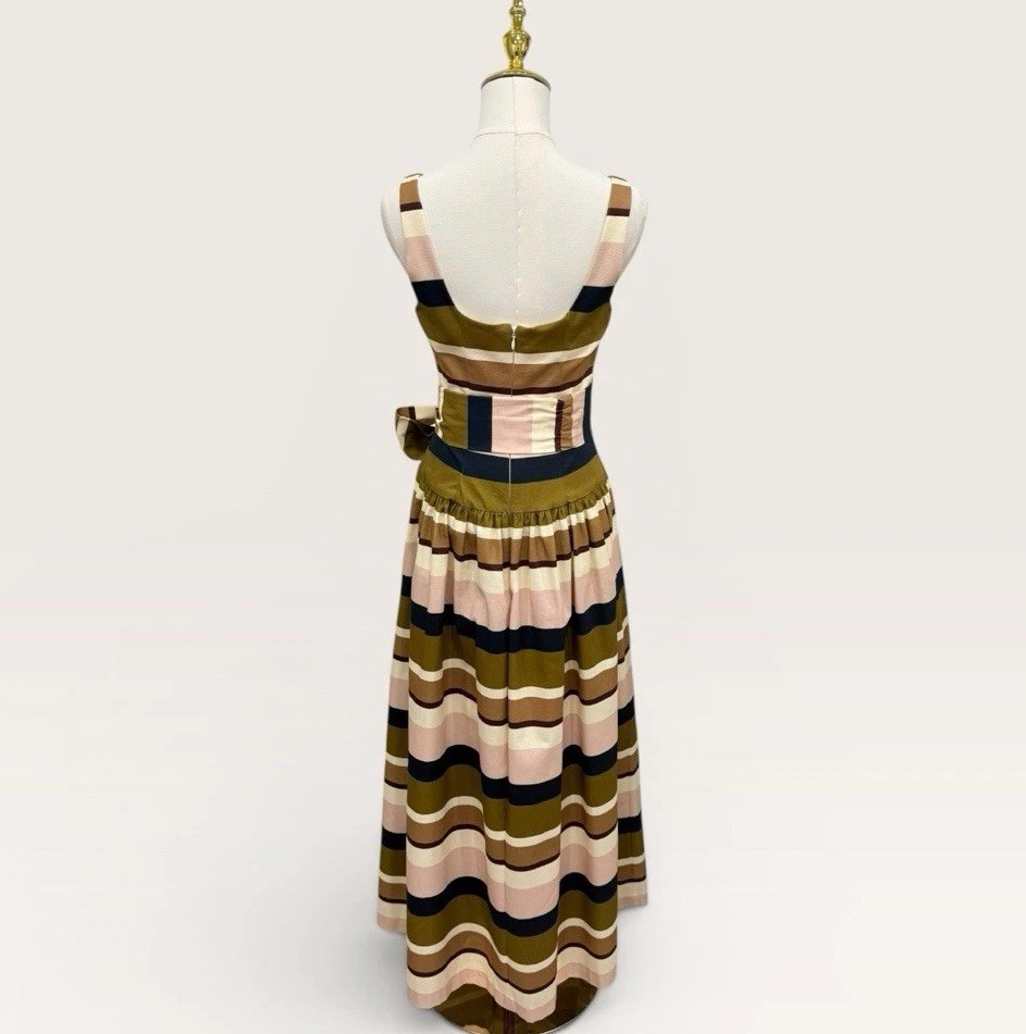 Antonio Melani The Style Bungalow Luncheon Striped Belted Maxi Dress SZ 0 NWT