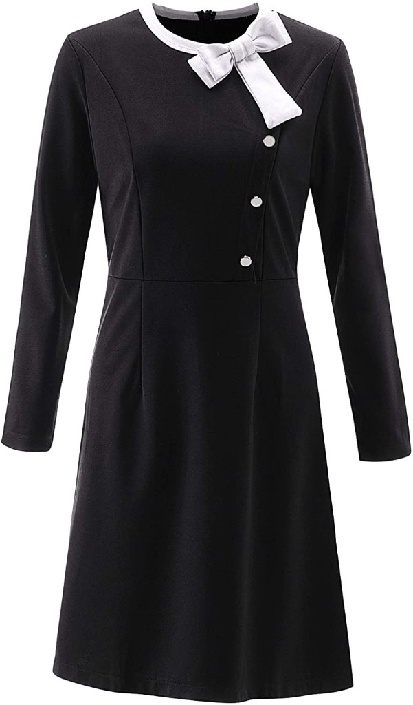 NWT Retro Vintage Pinup 1940s 1950s Classy Elegant Modest Button Bow Dress L, XL