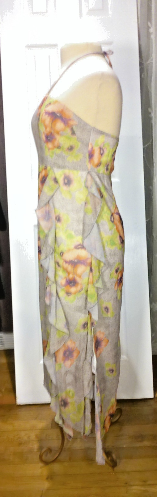Midi Dress Dazy Floral Print Sheer Lined Strapless Bow Midi Sundress Preppy XL
