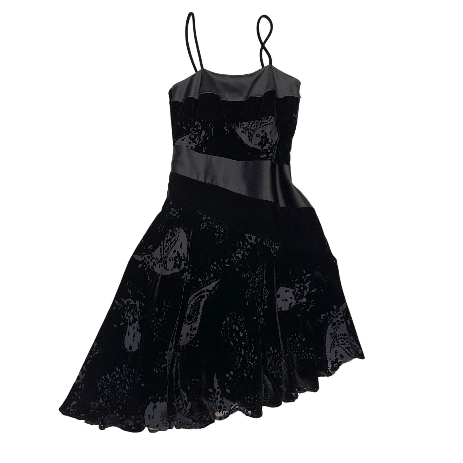 A.B.S. Allen Schwartz Black Velvet Burnout Dress Size 8