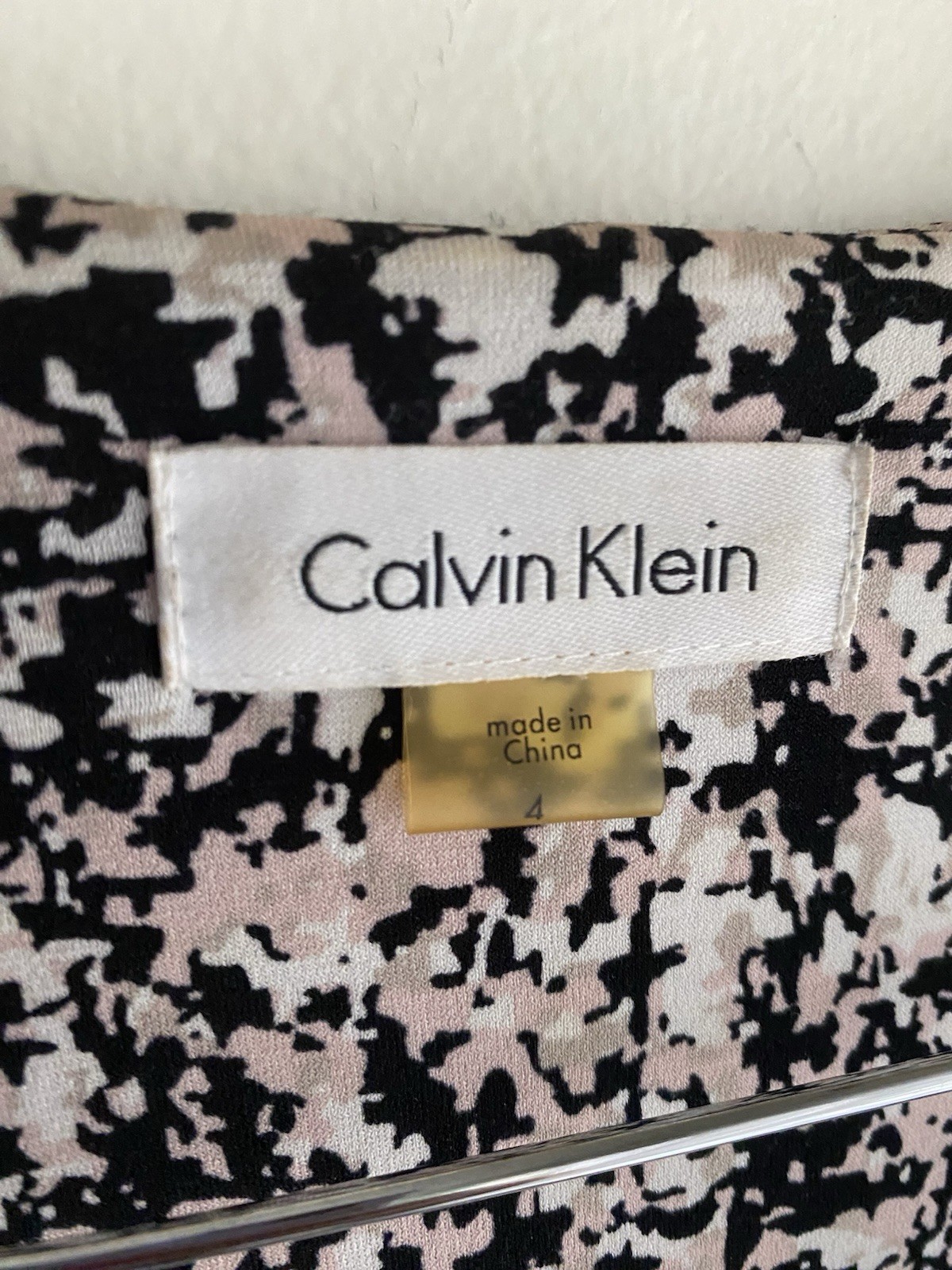 Calvin Klein Womens Printed 3/4 Sleeve Faux Wrap Dress Purple Multi Small