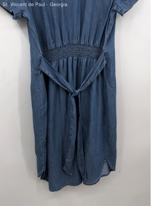 Beach Lunch Lounge Blue Denim Short Sleeve Pullover Shirt Dress Women’s M Mayla