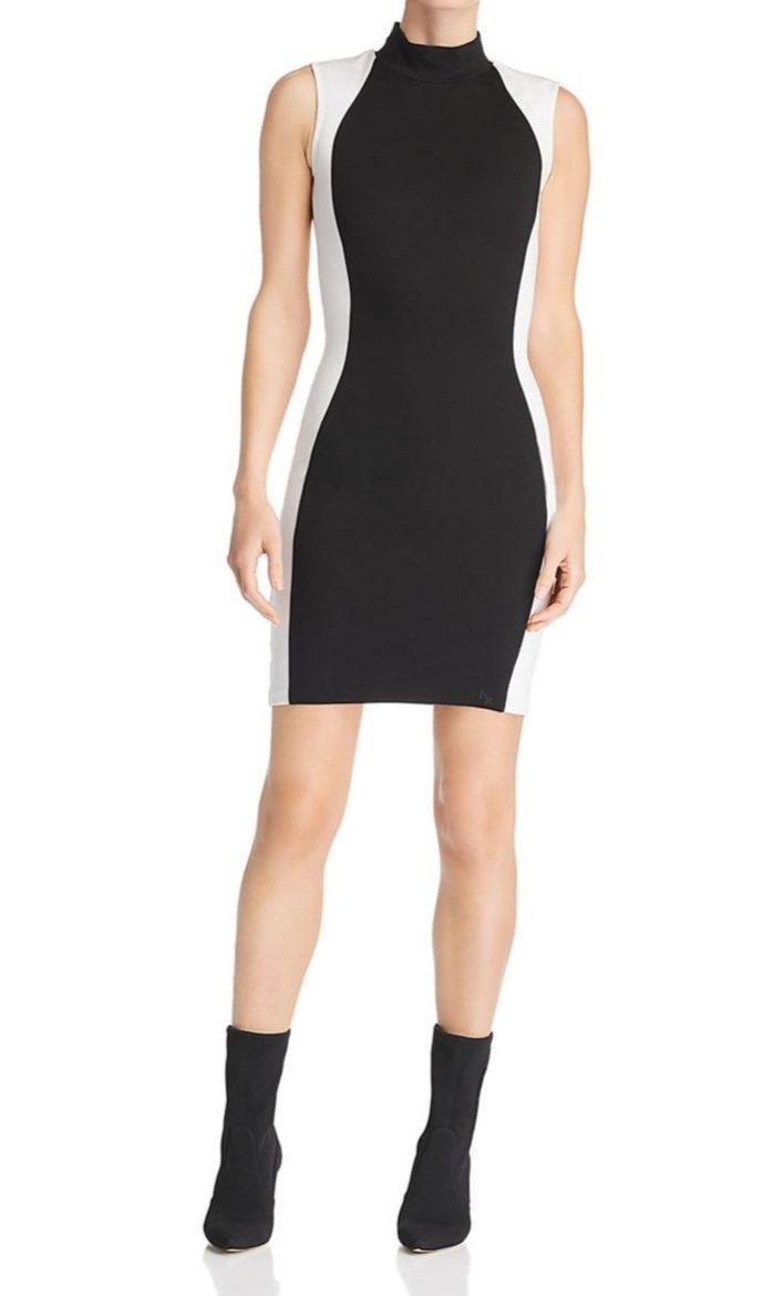 Kendall+Kylie Women’s Black White Sleeveless Pullover Sheath Dress Size XS
