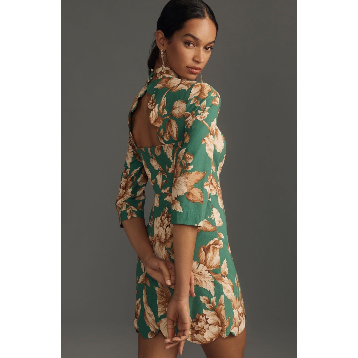 New Anthropologie Maeve Mock-Neck Stretch Shift Mini Dress $160 Sz 4 Floral