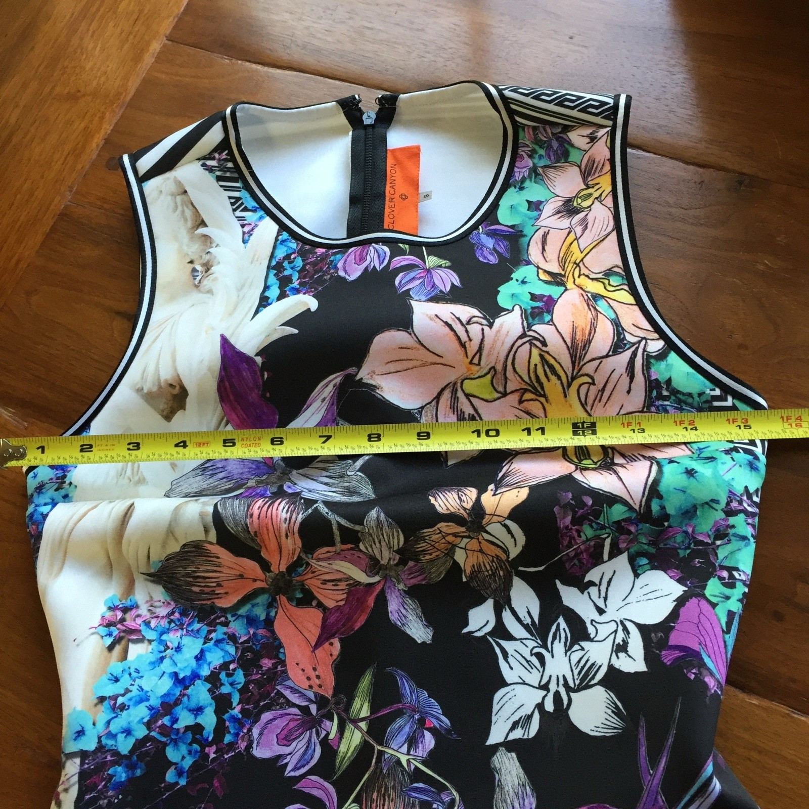 Clover Canyon Scuba Floral Art Print Sleeveless Sheath Dress Size S Small
