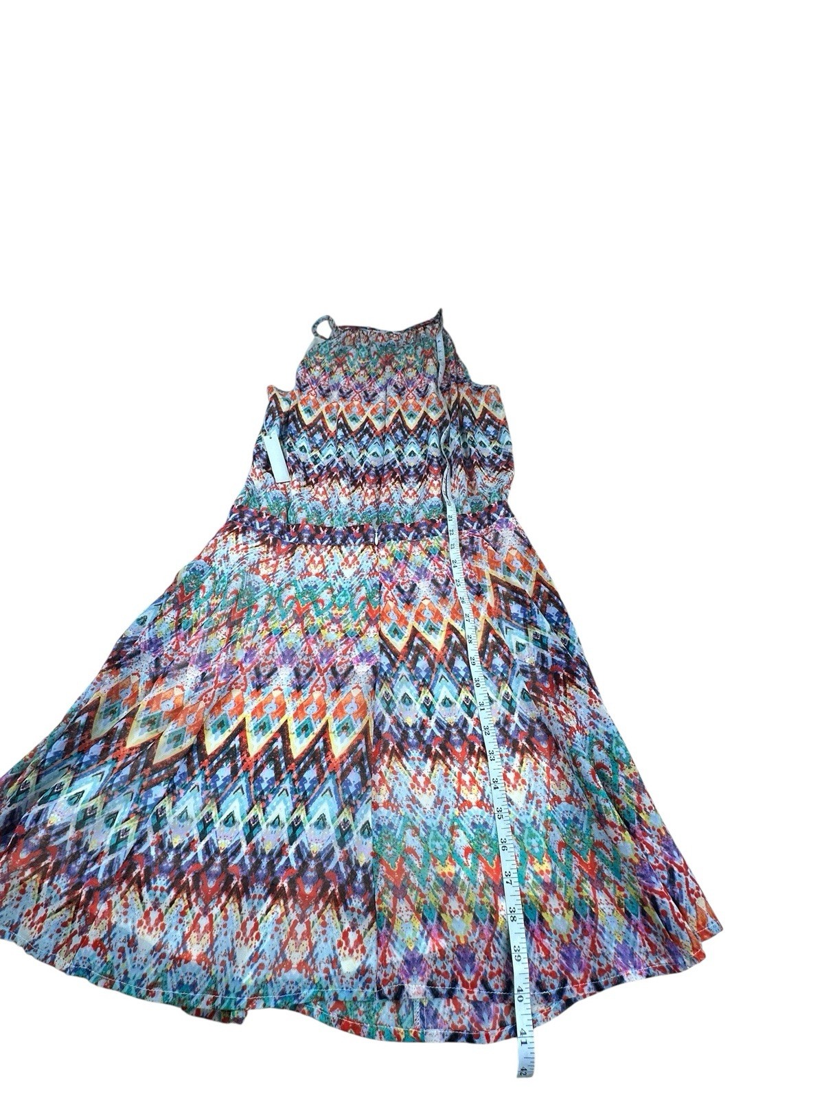 Presley Skye Multicolor Silk Sleeveless Blouson Dress Boho Resort Party Sz XL