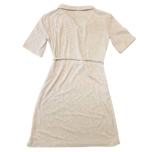 Roolee Womens Oatmeal Heather Polo Tie Waist Short Sleeve Dress Womens L Office
